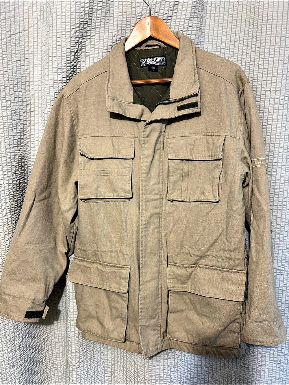 Structure Quilted Lined Field Jacket in Brown Size Small